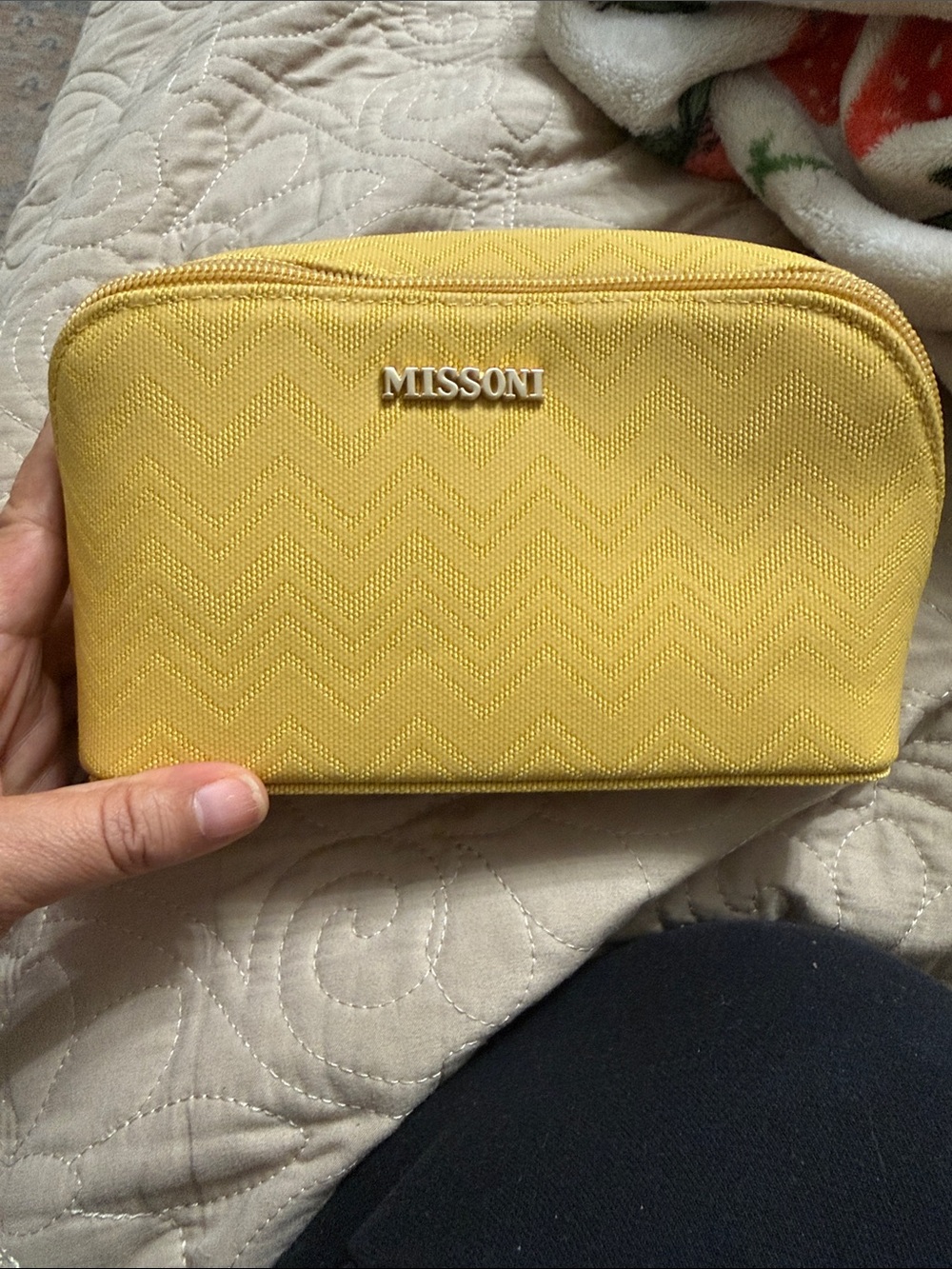 Missoni Yellow Chevron Zip Cosmetic Pouch